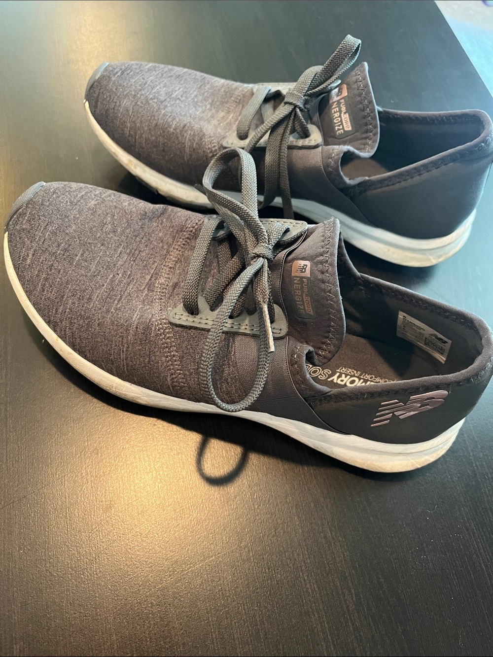 New Balance Gray Athletic Knit Lace-Up Sneakers